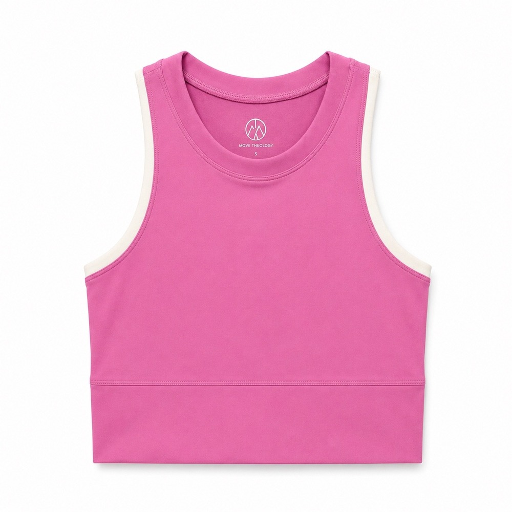Move Theology Pink Longline Sports Bra Crop Tank Medium